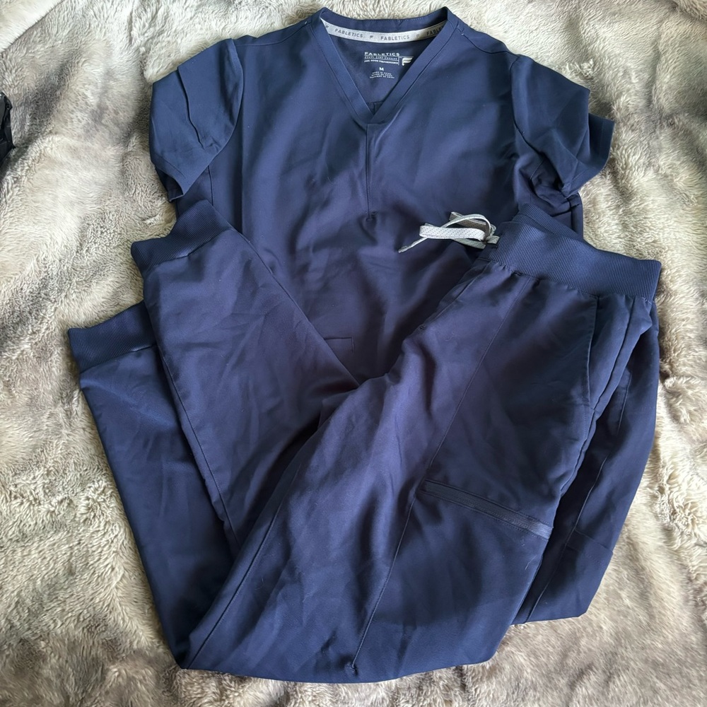 Fabletics Women’s Scrubs Top And Joggers Set Blue New Without Tags Medium